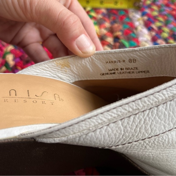 UNISA RESORT WHITE LEATHER CLOG WEDGES - Picture 3 of 5